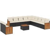 Maison Chic Seti vrtnega pohištva - Vrtna garnitura - Vrtni pohištvo set 12-delna z blazinami črn poli ratan, (21810063) | Shoptok.si