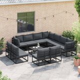  Sjedeća garnitura za vrt s jastukom 12 pcs Crna Aluminij | shoptok.hr