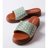 Gemre Green perforated mules with rhinestones Irvine | shoptok.hr