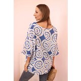 Kesi Włoski Women's cotton blouse with ethnic patterns and rolled-up sleeves denim | Shoptok.si