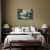  Slika - View of the Park and Lake Retro Vintage Landscape in Greens 60x40 U prirodnom drvenom okviru | shoptok.hr
