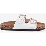 EVENTO Women's sandals with buckles made of eco leather white Iskira | Shoptok.si