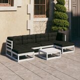Maison Chic Seti vrtnega pohištva - Vrtna garnitura - Vrtni pohištvo set 7-delna z blazinami bela trdna borovina, (21805109) | Shoptok.si