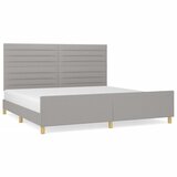 The Living Store Posteljni okvir z vzglavjem svetlo siv 200x200 cm blago - Posteljni Okvir Z Vzglavjem, (21527219) | Shoptok.si