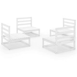  Sedežna garnitura 4-delna bela trdna borovina | Shoptok.si