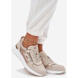 EVENTO Leather Sports Shoes Sneakers Women With Zipper Beige Lilimia | shoptok.hr