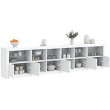  Komoda s LED svjetlima bijela 283x37x67 cm Slike