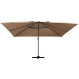 vidaXL konzolni suncobran s aluminijskom šipkom led 400x300 cm sivkasti | shoptok.hr