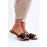 Laura Messi Flat Women's Leather Slippers With Bow 2791 Black | shoptok.hr
