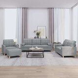 vidaXL Sedežna garnitura 4-delna z vzglavniki svetlo sivo blago | Shoptok.si