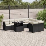  The Living Store Vrtna sedežna garnitura 10-delna z blazinami črn poli ratan - Vrtna Sedežna Garniture, (21478786) | Shoptok.si