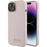 Guess SILIKONSKI OVITEK S SPISO KOVINSKI LOGO & OKVIR ZA IPHONE 15 ROZA, (21834348) | Shoptok.si