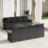 vidaXL 9-dijelni set vrtnih sofa s jastučićima crni poli ratan akacija, 2-sjedala vrtna sofa s pohranom i jastučićima crni poli ratan Cijene