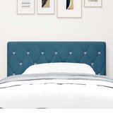 vidaXL Naslon za glavo z kristalnim gumbom, pripet z zlatimi gumbi, temno modra, 90 cm, žamet | Shoptok.si