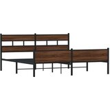 Metalni Kovinski posteljni okvir brez vzmetnice rjavi hrast 200x200 cm, (21610414) | Shoptok.si