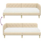 vidaXL Kotna postelja z vzmetnico z vzglavjem krema 90 x 200 cm blago | Shoptok.si