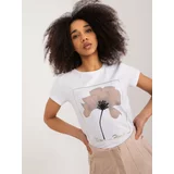 Fashion Hunters White women's T-shirt with BASIC FEEL GOOD print