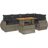  6-dijelni set vrtnih sofa od poliratana s jastucima sivi | shoptok.hr