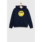 GAP Dječja dukserica X Smiley boja: tamno plava, s kapuljačom, s tiskom | shoptok.hr