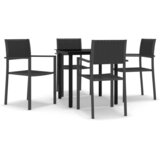  5-dijelni vrtni blagovaonski set crni Crna Dužina stola 80 cm | Shoptok.si