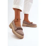 Zazoo Women's Suede Moccasins with Decoration Cappuccino