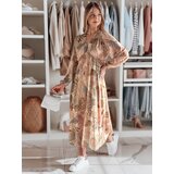 DStreet Sukienka one size midi w kwiatki LILOVIE beżowa | Shoptok.si