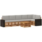  Sekcijska garnitura s jastukom 7 pcs Prirodna i svjetlosiva | shoptok.hr