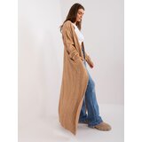 Fashion Hunters Camel long sweater with cables Cene