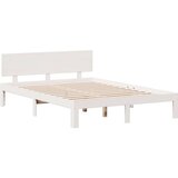 vidaXL Knjižna postelja brez ležišča bela 140x190 cm trdna borovina | Shoptok.si