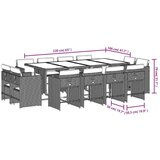  Vrtna garnitura - 13-dijelni vrtni blagovaonski set s jastucima poliratan crni - Crna Stakl 12 | shoptok.hr