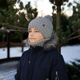 AGBO Boy's winter set: hat and tube scarf blue Wiliam with pompom Cene