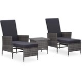 Maison Chic Seti vrtnega pohištva - Vrtna garnitura - Vrtni pohištvo set 3-delna z blazinami poli ratan siva, (21810725) | Shoptok.si