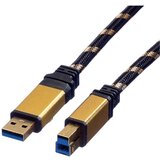 Roline USB kabel USB 3.2 gen. 1 (USB 3.0) USB-A vtič\, USB-B vtič 0.80 m črna\, zlata dvojno oklopljen\, pozlačeni konektorji 11.02.8900, (20416260) | Shoptok.si