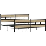 Metalni Kovinski posteljni okvir brez vzmetnice sonoma hrast 183x213 cm, (21610865) | Shoptok.si