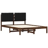  Krevetni okvir s tapiciranim uzglavljem Tamno smeđa i crna - tamno smeđa i crna 140 x 200 cm | shoptok.hr