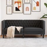 vidaXL Kavč dvosed Chesterfield črna umetno usnje Cene