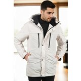 Dewberry 95968 Hooded Coat Parka with Fleece Inside-STONE Cene