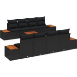 vidaXL 9 komada vrtni kauč set s jastučićima crni poly rattan akacija | shoptok.hr
