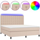  Krevet box spring madrac LED cappuccino 180x200cm umjetna koža | shoptok.hr