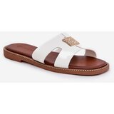 Boto Flat Sliders With Cutouts And Decoration White Bohalis | shoptok.hr