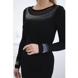 Kesi Knitted dress with a small pattern in black color | shoptok.hr