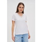 Marisse T-Shirt With Decorative Neckline, White Cene