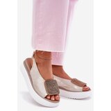 Zazoo 1786 Leather Women's Sandals On Platform With Decoration Golden Distressed | shoptok.hr