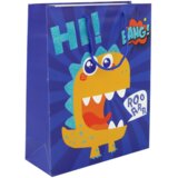  Plava papirnata poklon vrećica s dinosaurima 41,5 cm x 30 cm x 12 cm | Shoptok.si