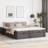 vidaXL Otomanski posteljni okvir z vzmetnicami siv 200x200cm um. usnje | Shoptok.si