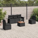 vidaXL 6-dijelni set vrtnih sofa s jastucima crni od poliratana | shoptok.hr