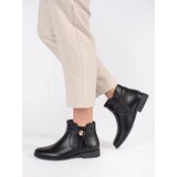 Shelvt Women's black ankle boots with a low-heeled belt | Shoptok.si