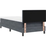 vidaXL Postelja s pomičnim vzmetenjem in blazino & LED Temno siva 90x190 cm Žamet | Shoptok.si