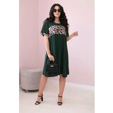 Kesi Dark green dress with leopard print Cene