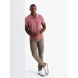 Ombre Men's BASIC single color pique knit polo shirt - dark pink | Shoptok.si